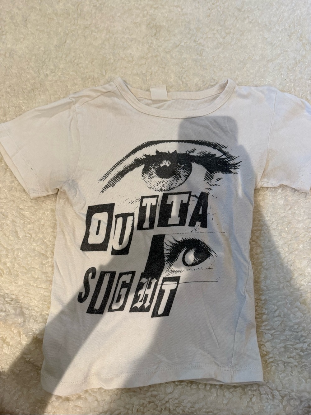 Urban Outfitters White Tee with Black Eye Graphic